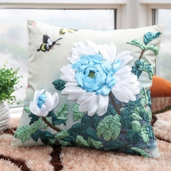 Cross-stitch pillow canvas cotton linen ribbon embroidery car cushion with DIY hand embroidery material package