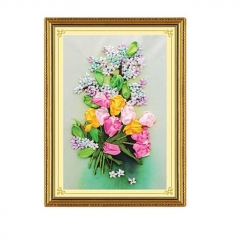 3D Handmade Ribbon Embroidery Hanging Painting Living Room Bedroom DIY Material Kit Package