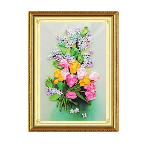 3D Handmade Ribbon Embroidery Hanging Painting Living Room Bedroom DIY Material Kit Package