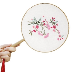 Handmade Lu embroidery cross-stitch DIY ancient style organza semi-transparent double-sided embroidery making fan material pack