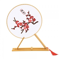 Handmade Lu embroidery cross-stitch DIY ancient style organza semi-transparent double-sided embroidery making fan material pack