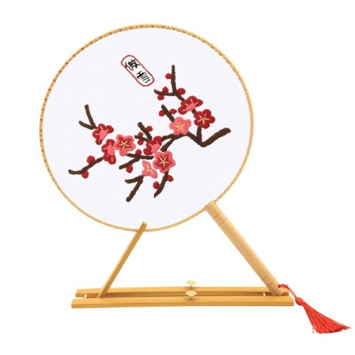 Handmade Lu embroidery cross-stitch DIY ancient style organza semi-transparent double-sided embroidery making fan material pack