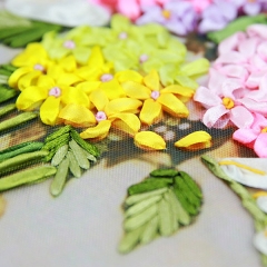 3D Handmade Ribbon Embroidery Hanging Painting Living Room Bedroom DIY Material Kit Package