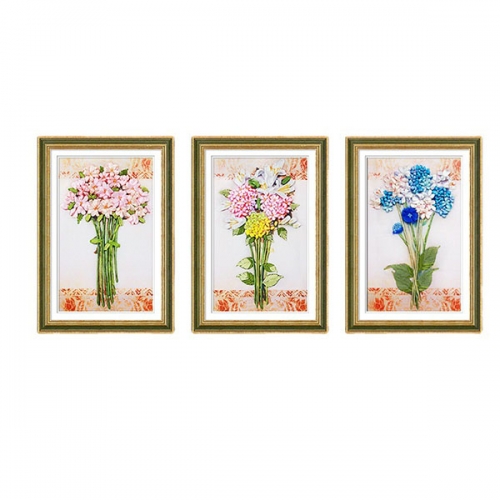3D Handmade Ribbon Embroidery Hanging Painting Living Room Bedroom DIY Material Kit Package