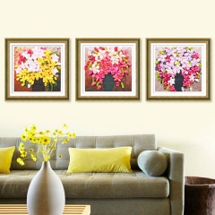 3D Handmade Ribbon Embroidery Hanging Painting Living Room Bedroom DIY Material Kit Package