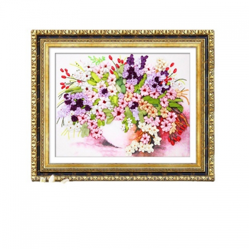 3D Handmade Ribbon Embroidery Hanging Painting Living Room Bedroom DIY Material Kit Package