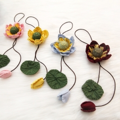 Patchwork Pendant, Embroidered Lotus Ornament, Hanfu Accessories