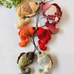 Fabric Patchwork Fish Pendant: New Year Gift, Car Decoration, Small Fish Bag Accessory