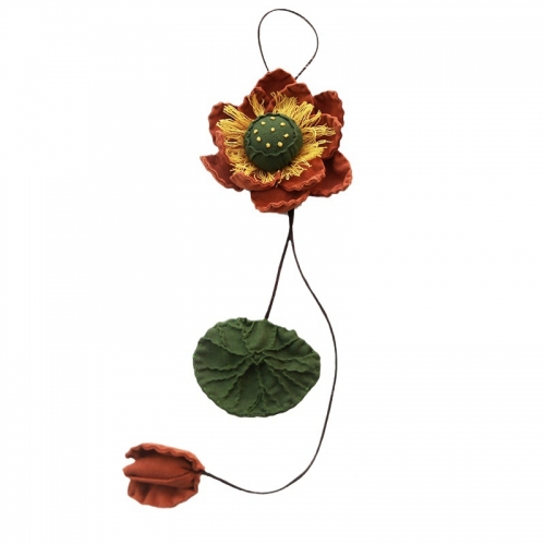 Patchwork Pendant, Embroidered Lotus Ornament, Hanfu Accessories