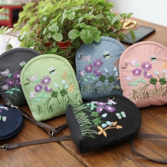 Handmade Embroidered Fabric Crossbody Bag Production Storage Wallet Makeup Bag