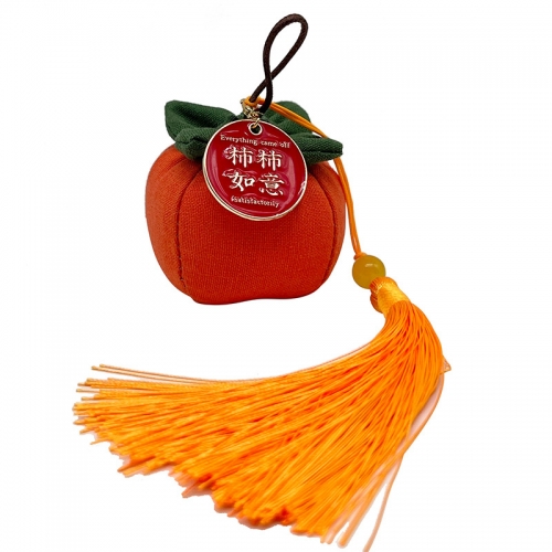 Patchwork apple, embroidered handmade large persimmon, lotus pod pendant, car decoration