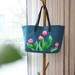 Handcrafted Floral Designs Tote Embroidered DIY Patchwork Bag