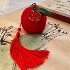 Patchwork apple, embroidered handmade large persimmon, lotus pod pendant, car decoration