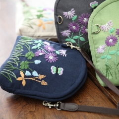 Handmade Embroidered Fabric Crossbody Bag Production Storage Wallet Makeup Bag