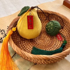 Patchwork apple, embroidered handmade large persimmon, lotus pod pendant, car decoration