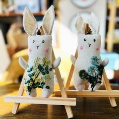Handmade Embroidered Children's Gift, White Rabbit 3D Embroidered Ornament