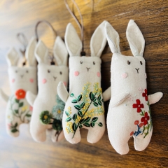 Handmade Embroidered Children's Gift, White Rabbit 3D Embroidered Ornament