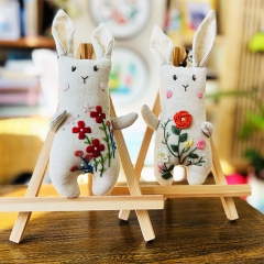 Handmade Embroidered Children's Gift, White Rabbit 3D Embroidered Ornament