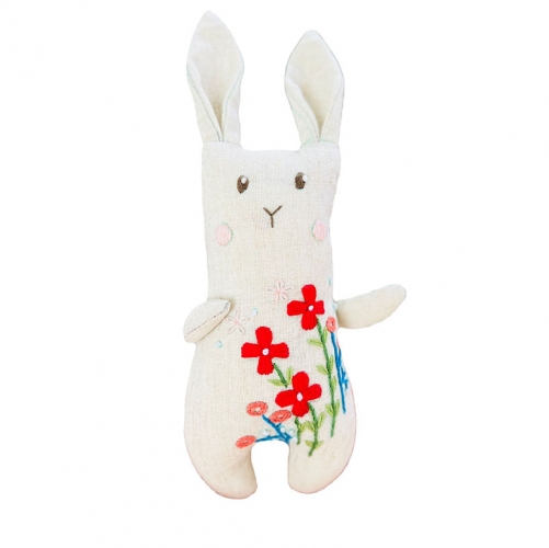 Handmade Embroidered Children's Gift, White Rabbit 3D Embroidered Ornament