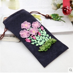 Handmade Embroidery DIY Phone Pouch 3D Embroidered Fabric Art