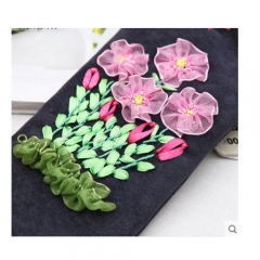 Handmade Embroidery DIY Phone Pouch 3D Embroidered Fabric Art