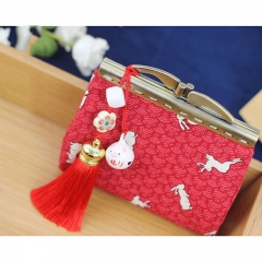 Fabric clasp purse, handmade fabric women's coin purse, vintage coin pouch
