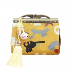 Fabric clasp purse, handmade fabric women's coin purse, vintage coin pouch