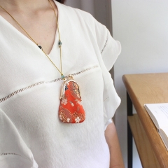 Vintage necklace pouch, Hanfu Chinese clothing accessory, sweater necklace, baby hair and tooth storage bag.