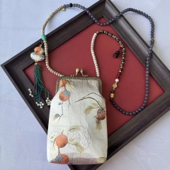 Handcrafted Women Crossbody phone bag with stone beaded chain