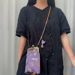 Handcrafted Women Crossbody phone bag with stone beaded chain