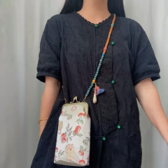 Handcrafted Women Crossbody phone bag with stone beaded chain