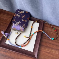Handcrafted Women Crossbody phone bag with stone beaded chain