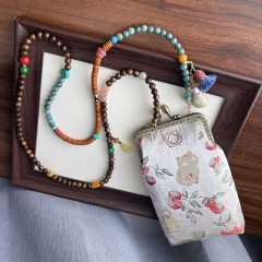 Handcrafted Women Crossbody phone bag with stone beaded chain