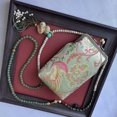 Handcrafted Women Crossbody phone bag with stone beaded chain